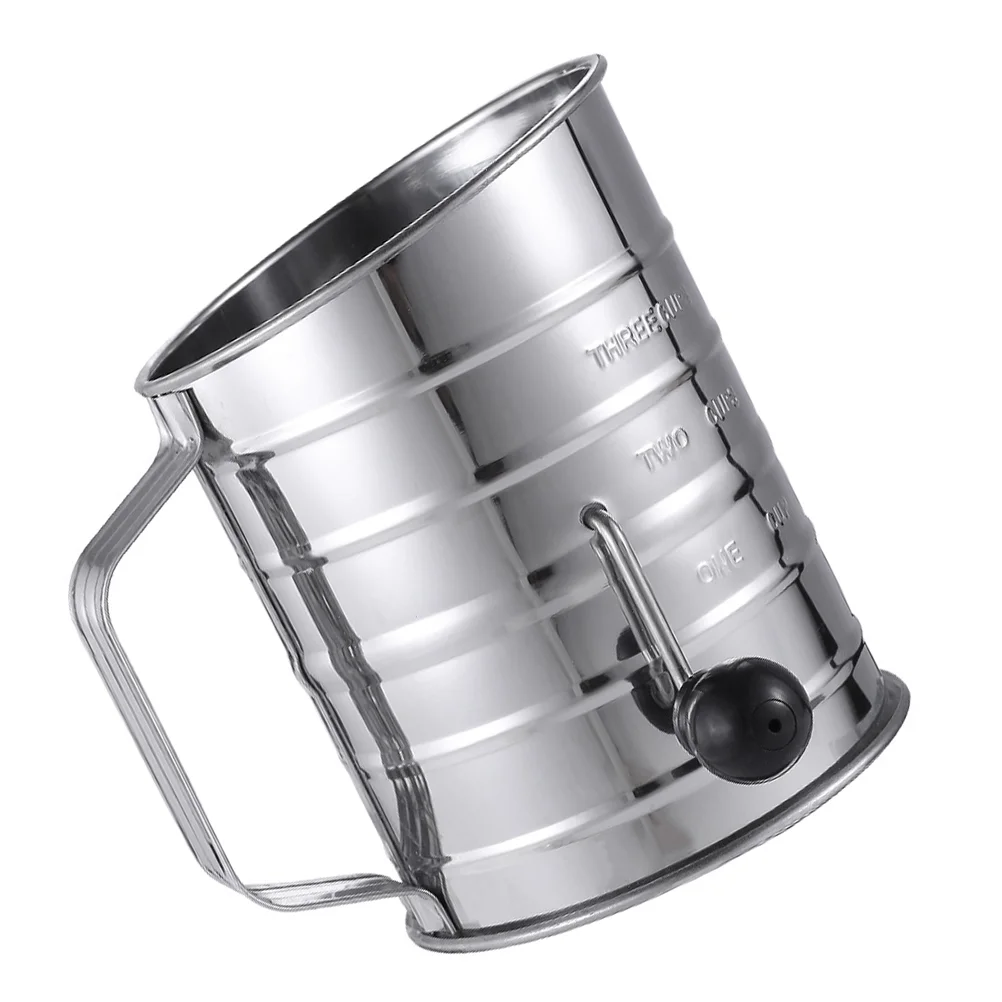 

Stainless Steel Manual Crank Sifter Flour Sifter Flour Filter for Kitchen Baking Cooking