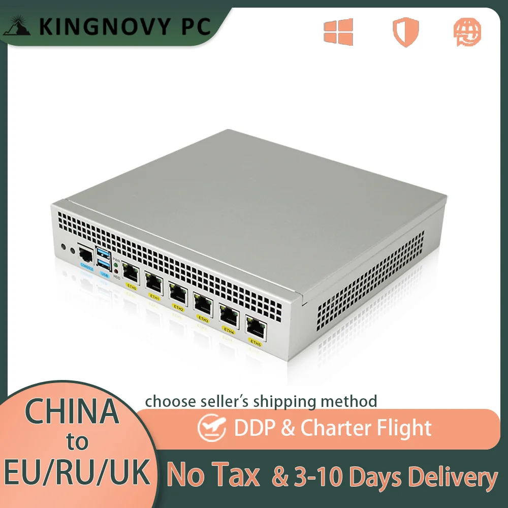 

Мини-ПК Kingnovy без кулера, Intel Celeron J4125 6 * Intel Gigabit RJ45 Lans DDR4 Ram POE PSE, мягкий роутер 6, настольный компьютер