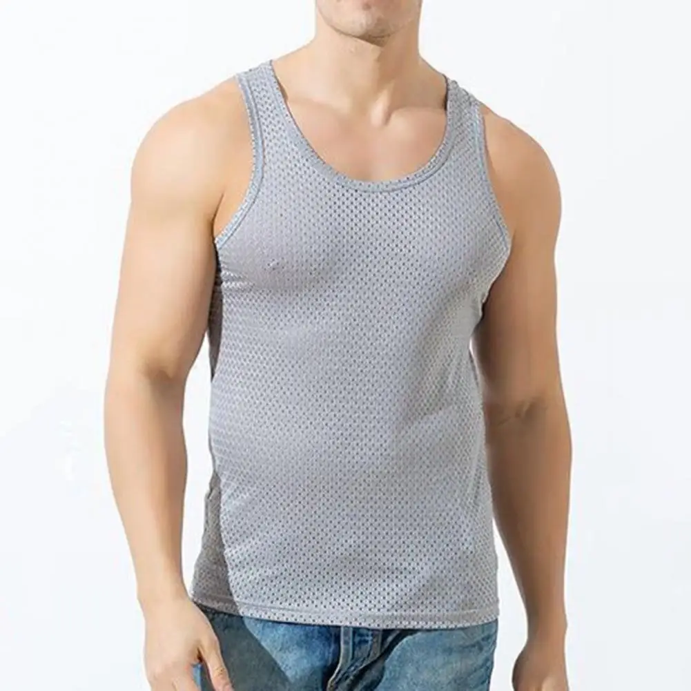

Holes Trendy Breathable Summer Top Wear-resistant Men Top Simple Male Garment