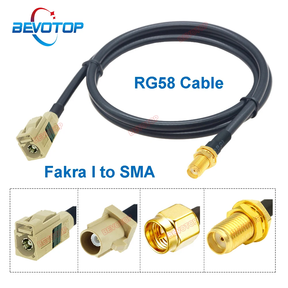 1 шт. SMA к Fakra RG58 перемычке бежевого I папа-мама 50 Ом RG-58 косичка BEVOTOP автоматический