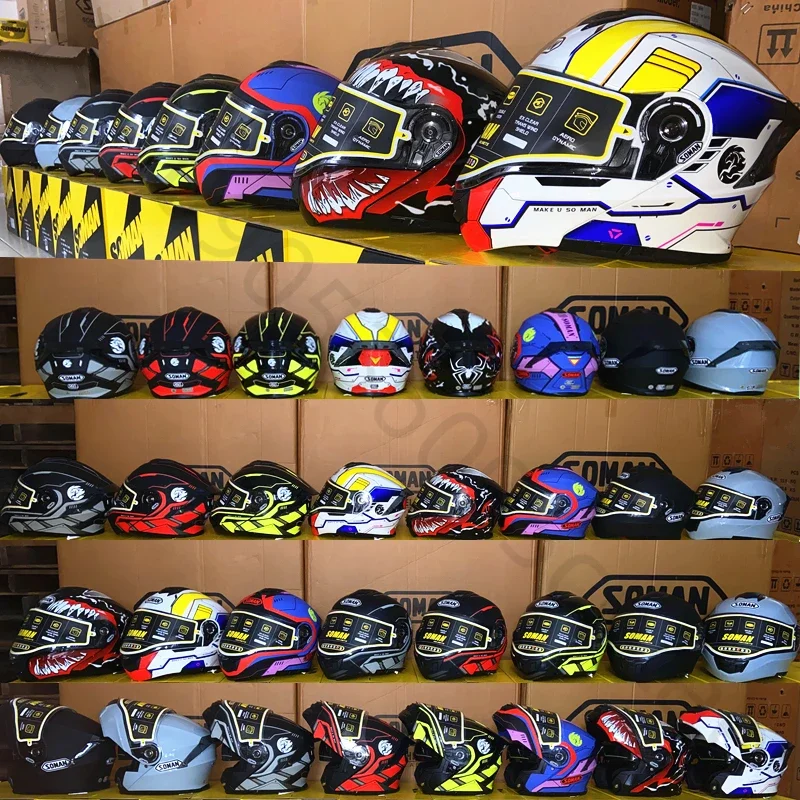 SOMAN ECE Motorcycle Helmet Helmets Breathable Moto Modular Protective With Bluetooth M-XXXXL
