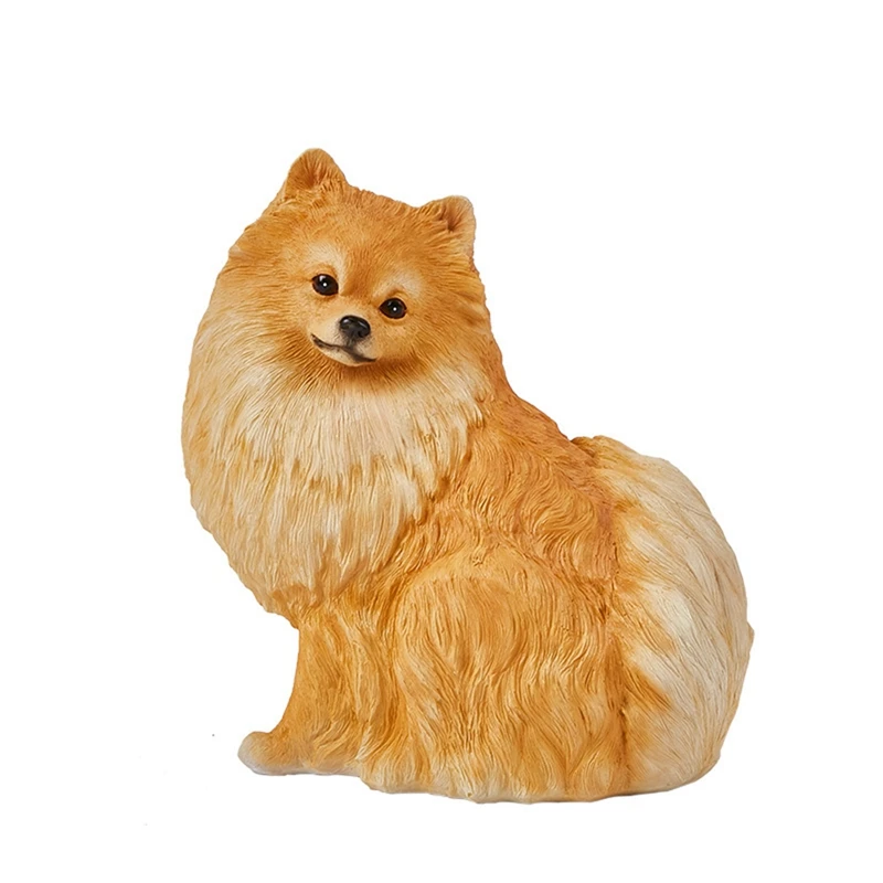 Garden Ornaments Outdoor Cute Pomeranian Statue Handmade Decoration Simulation Puppy Sculpture Resin