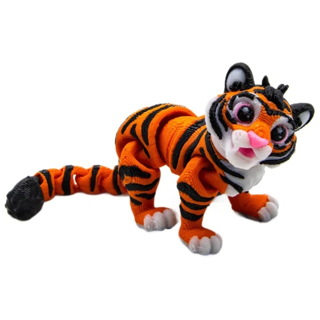 

3D печатная мини-милая красочная фигурка тигра, многосуставная подвижная для украшения дома, комнаты, аксессуары, подарок для детей