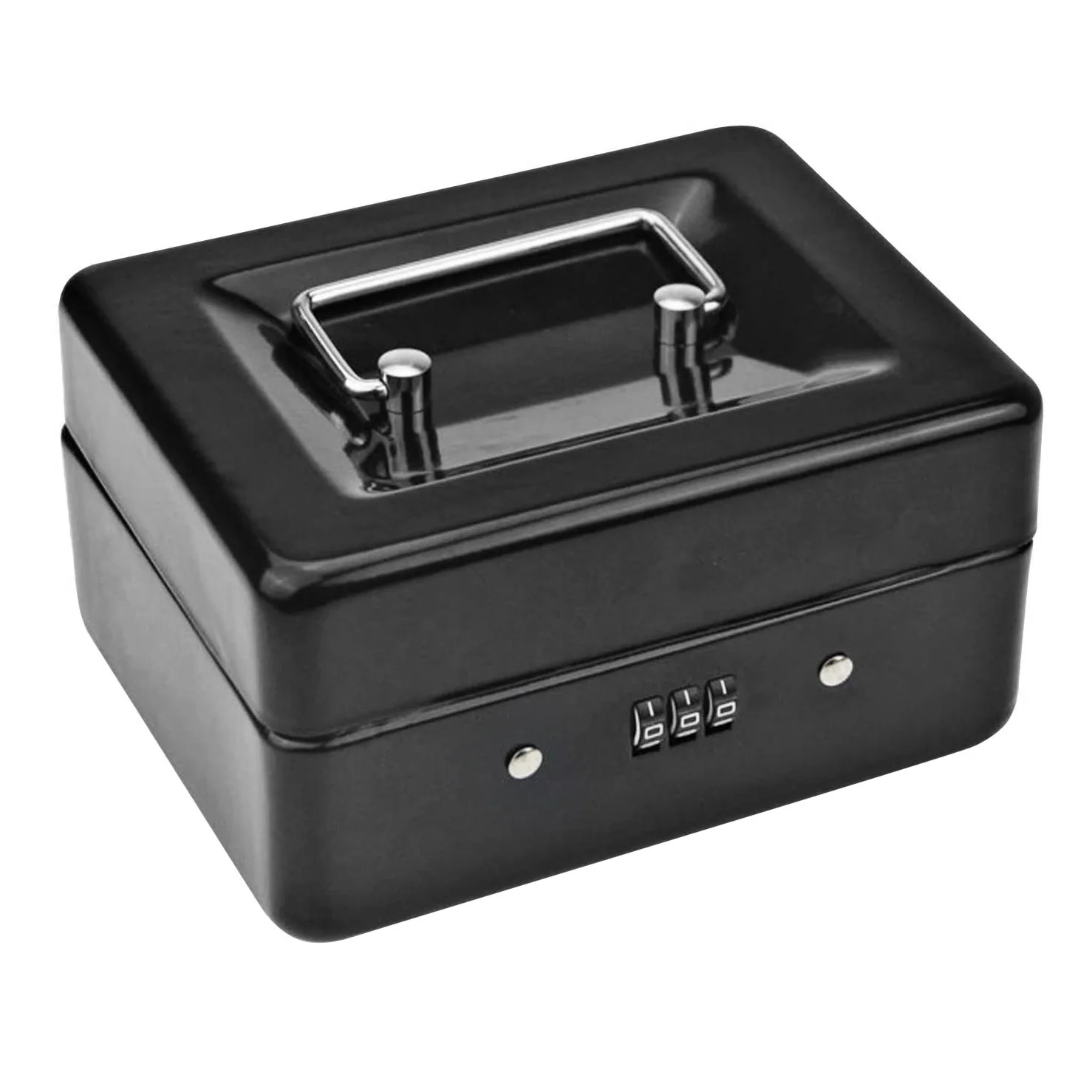 

Durable Metal Coin Box with Locking Storage Tray - Small Coin Box with Combination Lock 15 x 12 x 7.7cm (Black)