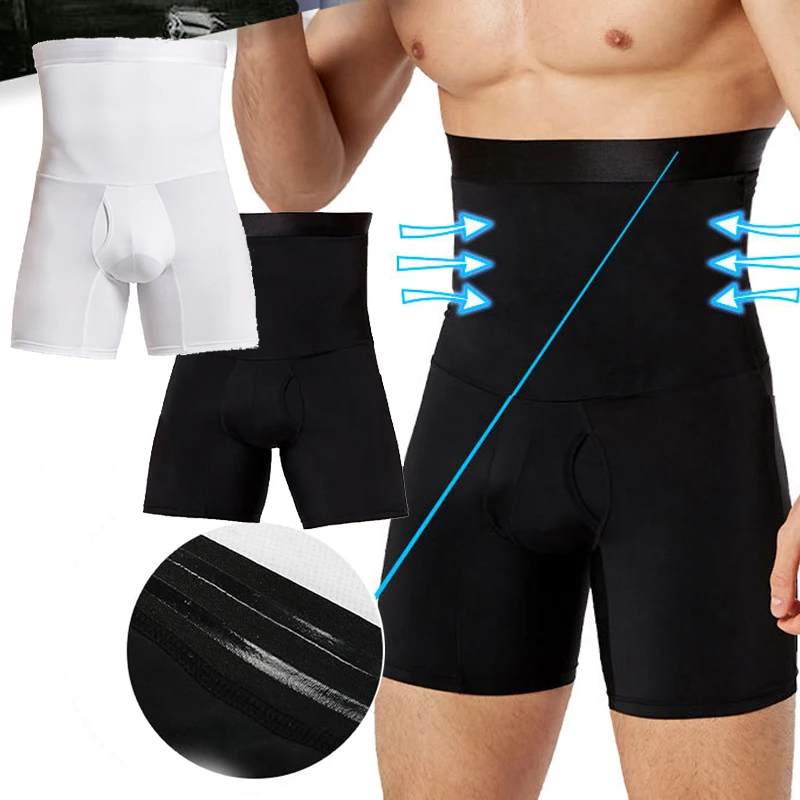 

Mens Compression High Waist Boxer Shorts Tummy Slim Body Shaper Girdle Pants Body Shaper High Waist Men Slim Girdle