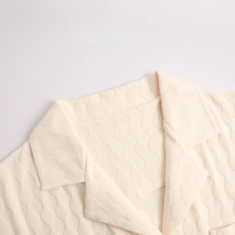 Summer Pure Cotton Pajamas for Women's Short-sleeved Trousers Cardigan with Turn-over Collar This Home Service Casual Nightwear