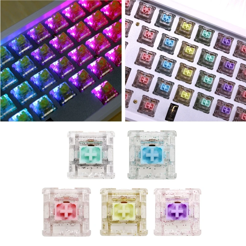 

Линейный переключатель 896F KeyFirst Bling 5pin RGB 30g 45g 62g 67g 80g Force Mx Переключатель клонов для механической клавиатуры 60m Gold Sping