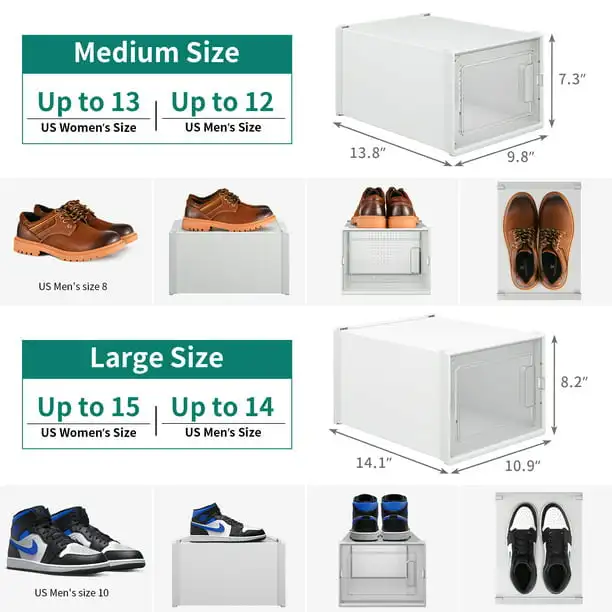 

Pack Shoe Storage Box, Large Case Set Sneaker Organizers, White