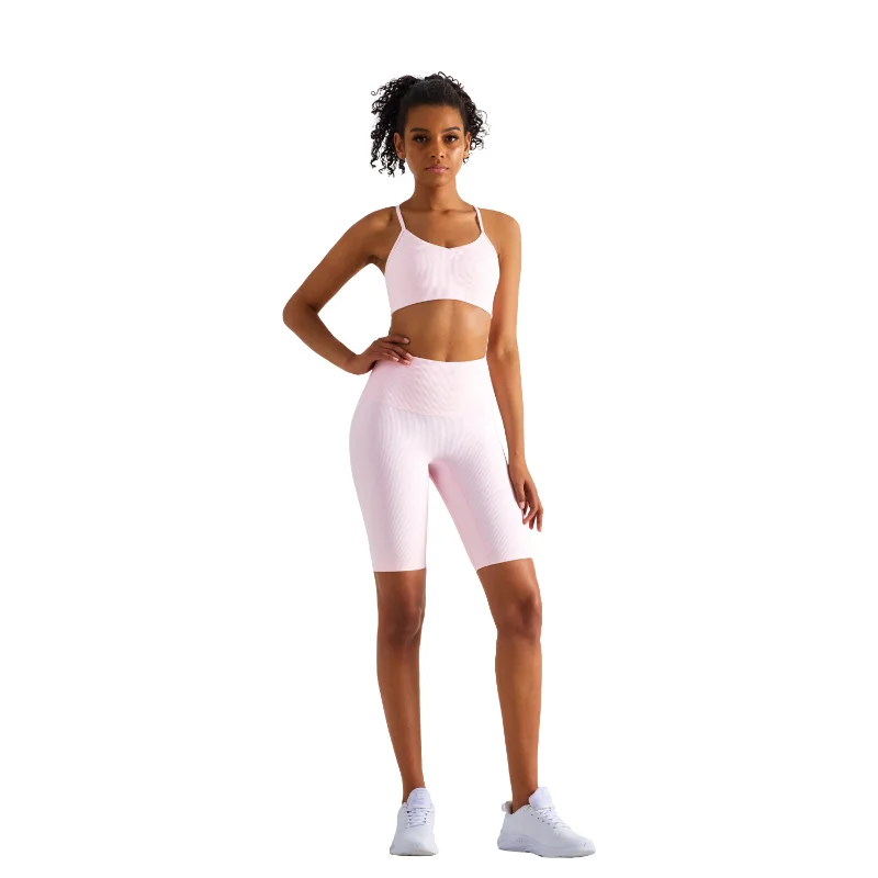 

Yoga Shorts Women Workout Clothing Ribbed High Waist Peach Hip Fitness Running Shorts Biker Shorts Gym Sports Pants