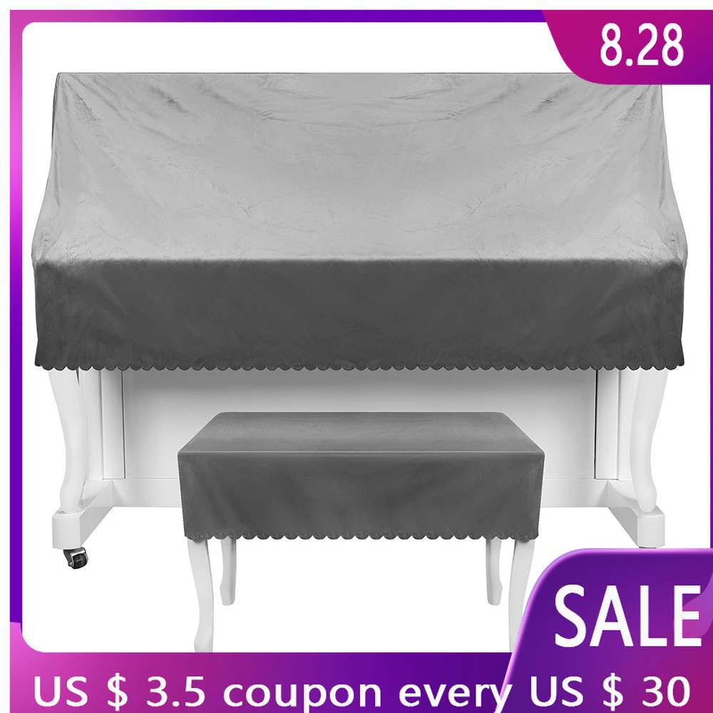 

88keys Piano and Stool Cover Flannel Cottondust Cover Vertical Semi-drapery Practical Dustproof Keyboard Instrument Accessories