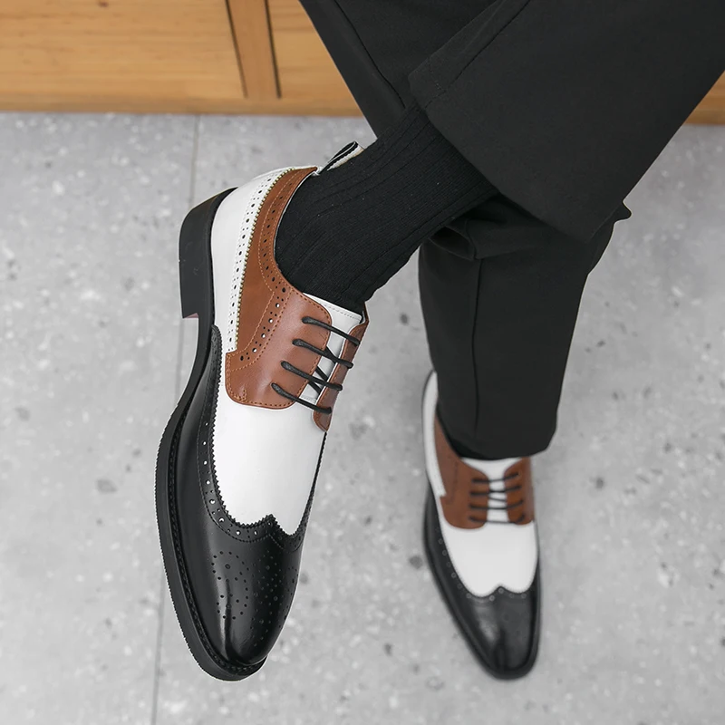 Брендовые мужские кожаные туфли-оксфорды на платформе низкие модные трендовые