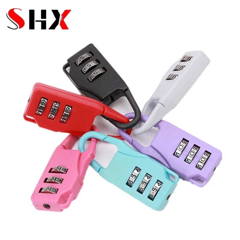 Portable plastic Mini Lock Padlock Outdoor Travel Luggage Zipper Backpack Handbag Safe Anti-theft Combination Code Number Lock