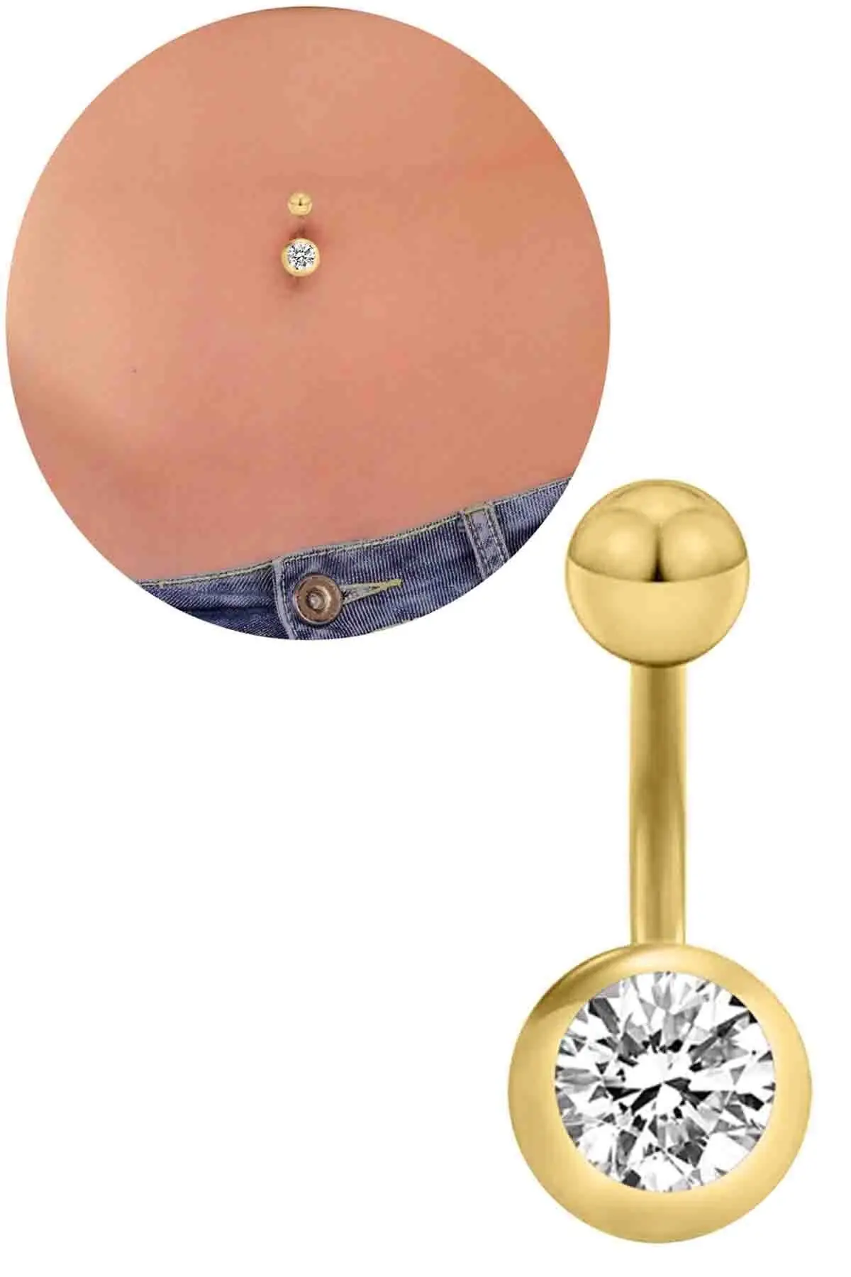 

Surgical Steel Cz Gold Navel Piercing