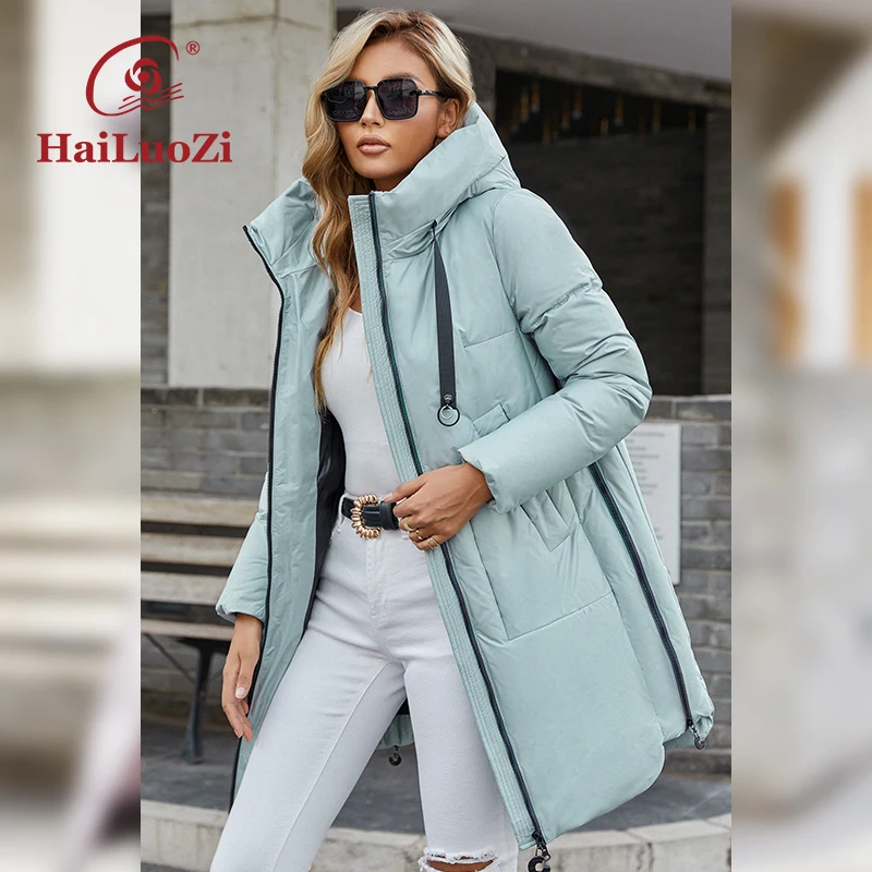Фото Новинка Женское пальто HaiLuoZi длинная толстая модная женская зимняя куртка на
