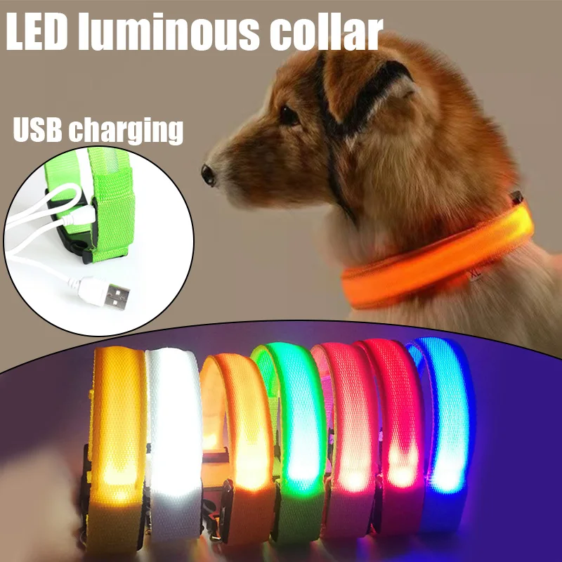 

Charging USB LED Pet Collar Rechargable Night Safety Dog Collar Light Up Glow Flashing Blinking Puppy Neck Strap Pet Accessories
