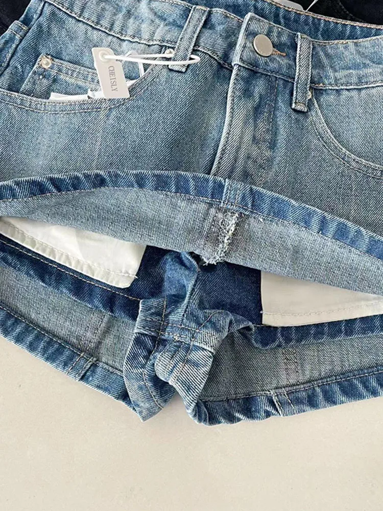 Женская джинсовая юбка винтажная классическая А-силуэта весна-лето 2000