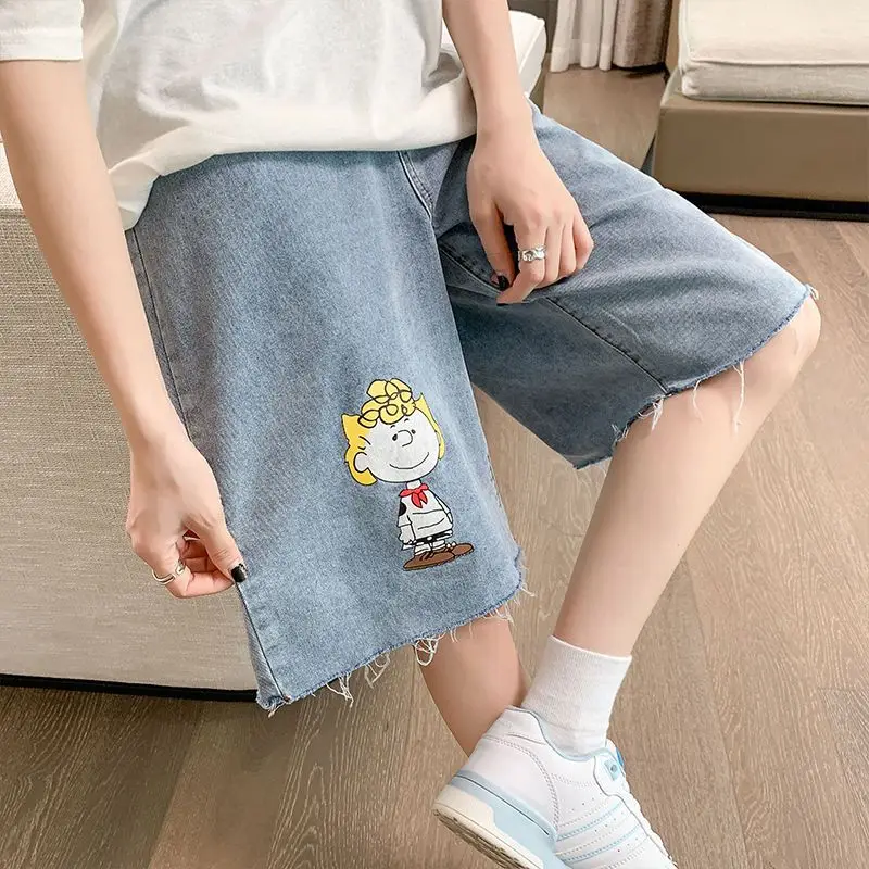 Summer Baggy Blue Denim Long Shorts Women Cargo Bermuda High Waist Wide Shorts Jeans Y2K Summer New Cute Ladies Big Size Shorts