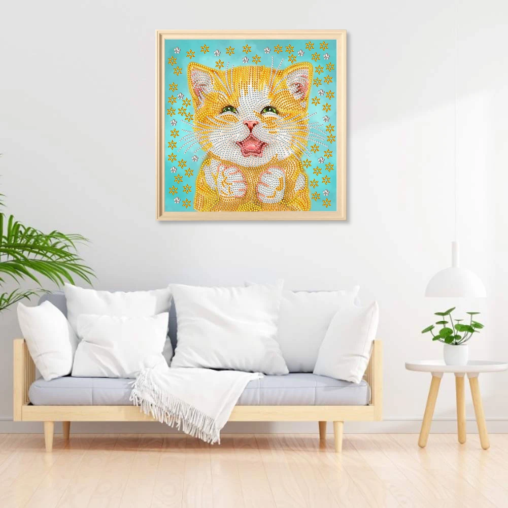 

Алмазная живопись с забавным котом 5D «сделай сам», особая форма, частичное сверло, настенное украшение, ремесло