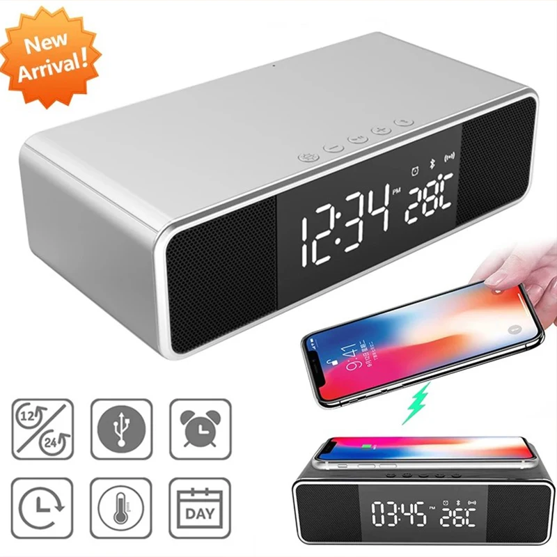 СВЕТОДИОДНЫЙ Электрический будильник зеркальные часы с HD экраном беспроводное