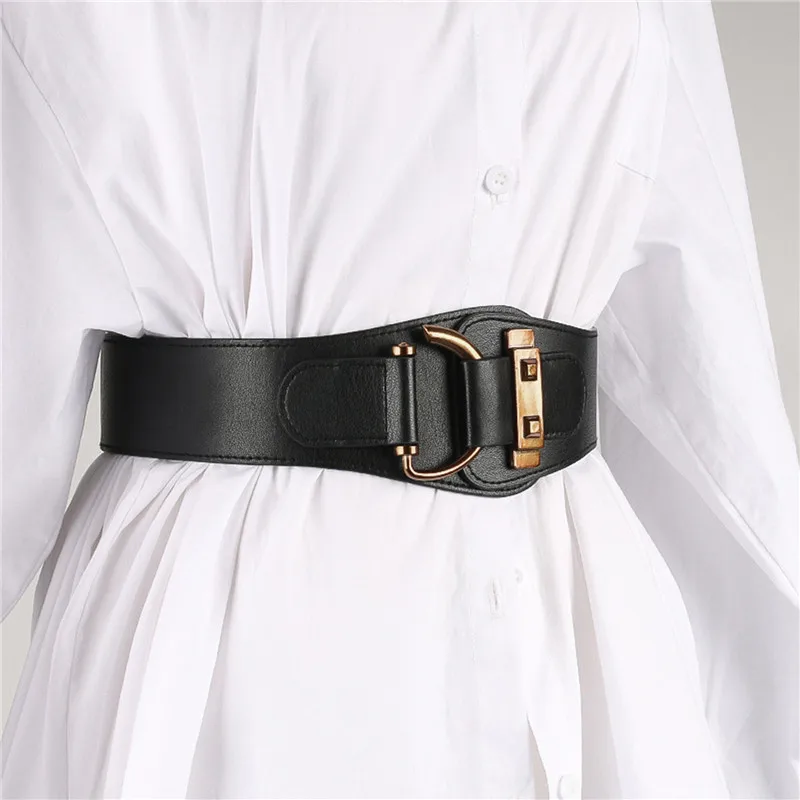

Simple Buckle Elastic Wide Girdle Ladies Fashion Vintage Elastic Corset Dress Shirt Decoration Belts Women Luxury Designer Brand