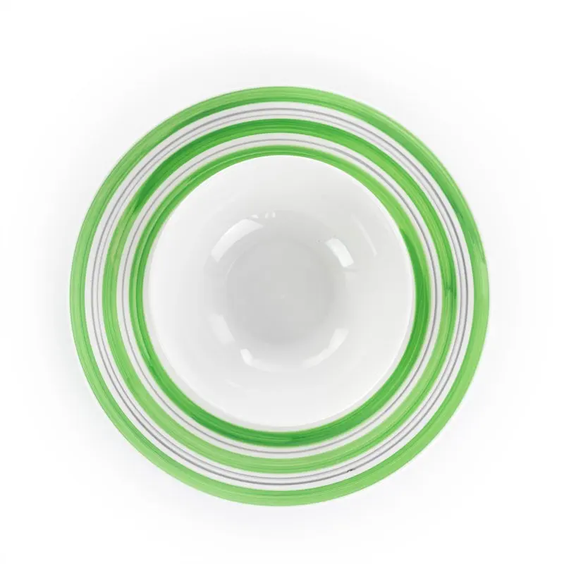 

Новинка 2023, набор из 12 круглых мелких керамических столовых приборов в полоску Sunset, набор зеленой посуды, кухонные аксессуары, набор обеденного стола