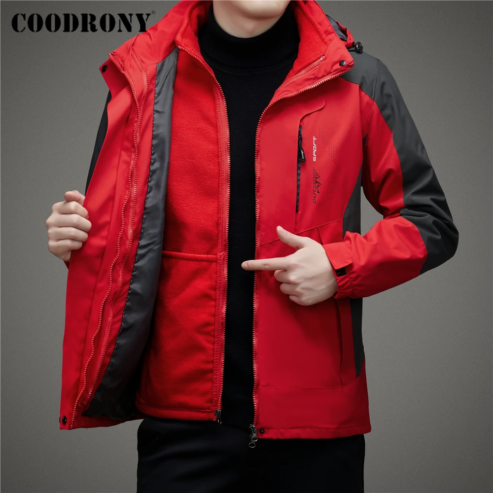COODRONY Brand Jacket Men Clothing Fleece Cotton Liner Detachable Windbreaker Hooded Parka Autumn Winter Warm Outdoor Coat Z8199