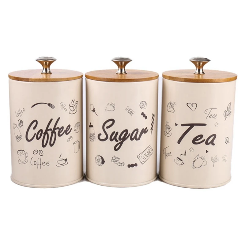 

3 шт., металлические банки-органайзеры для чая, кофе, сахара