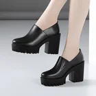 Женские туфли на массивной платформе 8 см, туфли-лодочки с мехом на высоком массивном каблуке, размеры 32, 33, 34, для осени и зимы, 2022