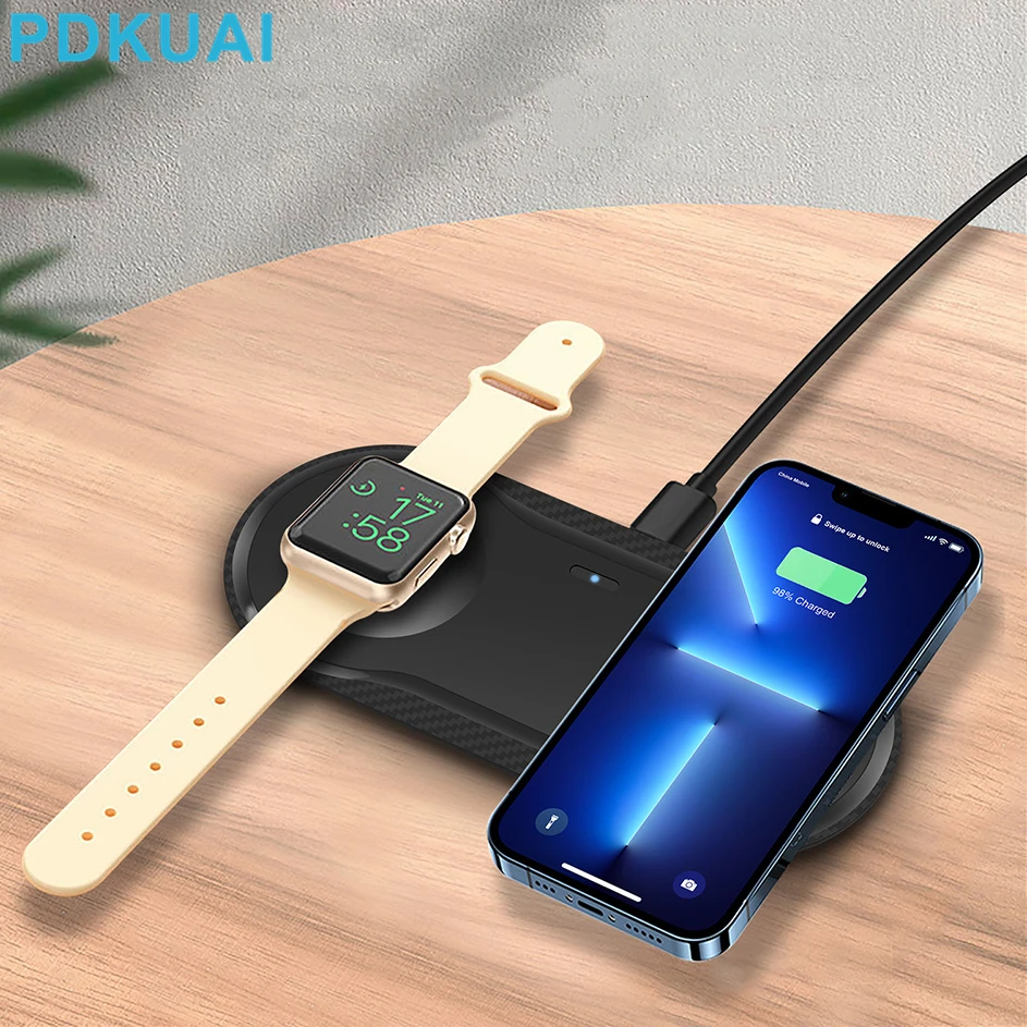 

20 Вт 2 в 1 Беспроводное зарядное устройство для Apple Watch 8 7 Airpods 3 Pro Dual Charging Pad для iPhone 14 13 12 11 XS XR X 8 Samsung S22 S21
