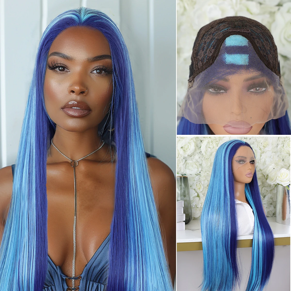 Синтетический парик Vearda 13X4 HDLace Front с эффектом омбре и прямыми палочками для