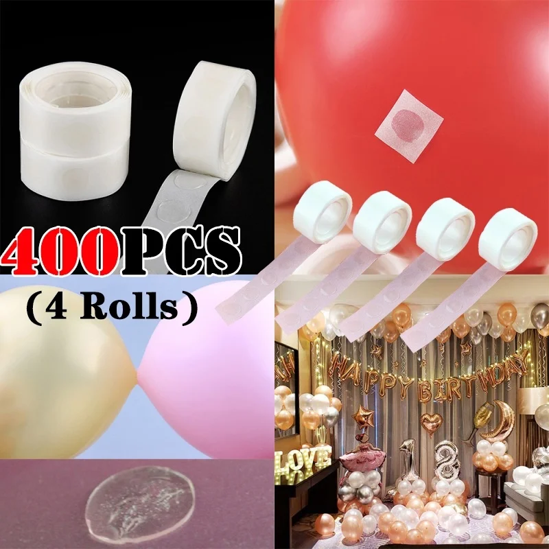

400 шт. (4 рулона), двусторонняя клейкая лента, клейкая лента для воздушных шаров, украшение для свадьбы, дня рождения, аксессуары для шаров