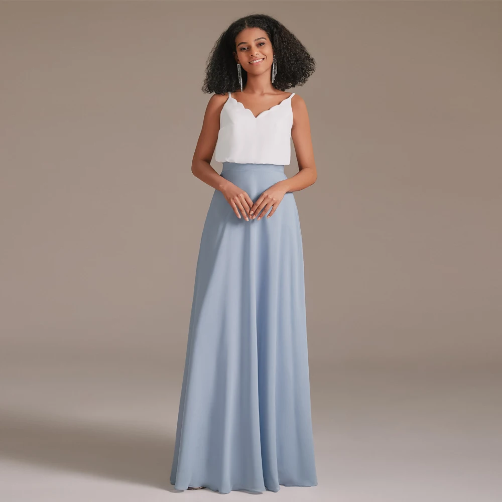 

Lover Kiss 2 In 1 Bridesmaid Dress A-line Long Women Gowns Chiffon V-neckline Sleeveless Bridesmaid Dresses