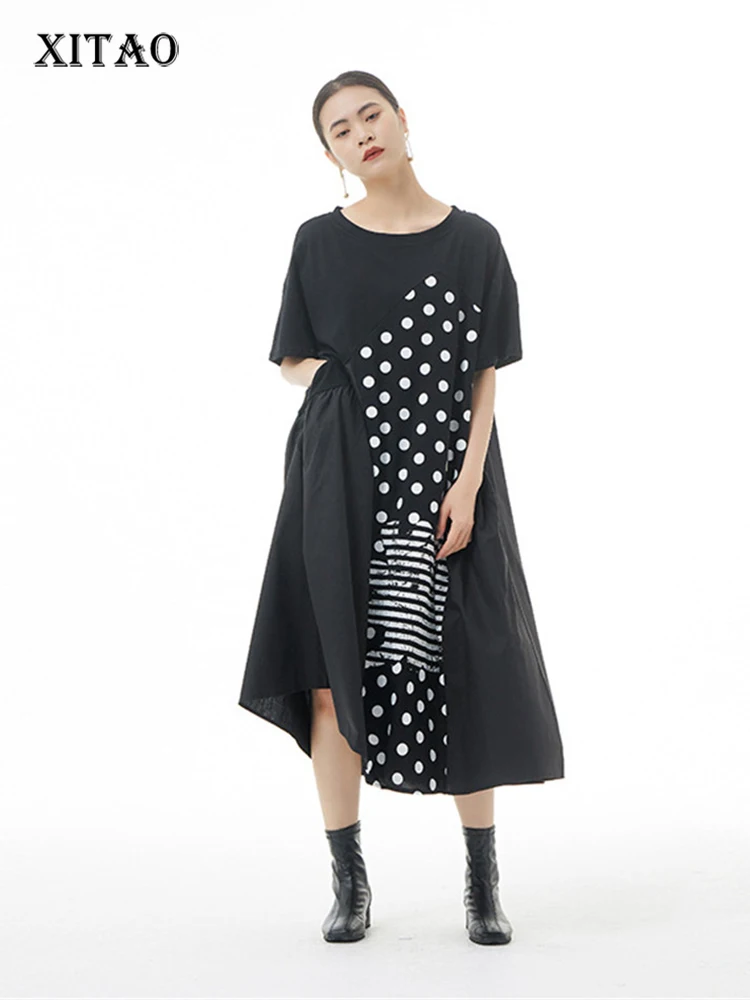 

XITAO Pot Dress Fashion Patchwork Print Pattern Pullover Goddess Fan Casual Style Minority Loose 2022 Summer Dress ZY7493