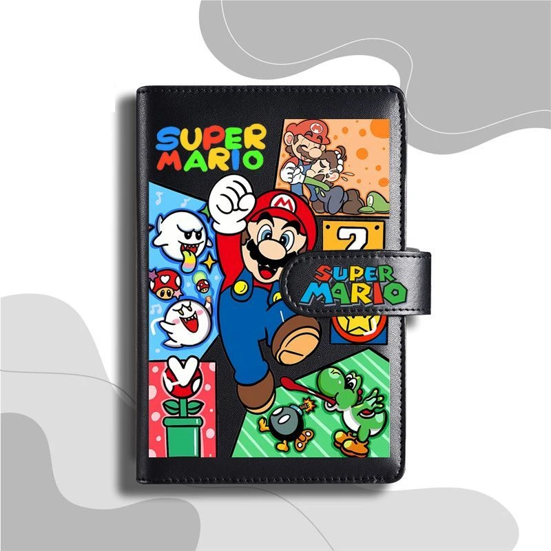 Фото Блокнот Kawaii Mario A5/A6 с магнитной застежкой, мягкая обложка, 6 отверстий, съемные листы, 80 листов в линейку, подарок для студентов №3