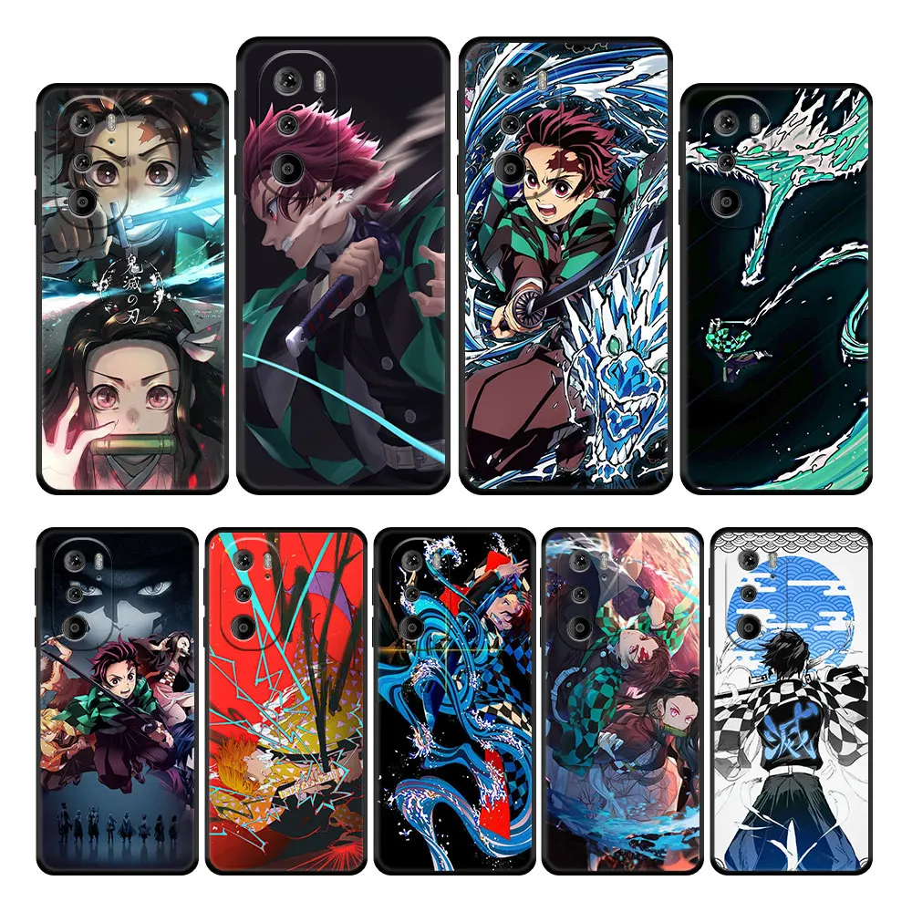 

Phone Demon Slayer Cartoon Case Cover for Moto G51 5G G31 G22 G60 G71 G30 Edge 20 30 Pro X30 G200 S30 One Black Fashion