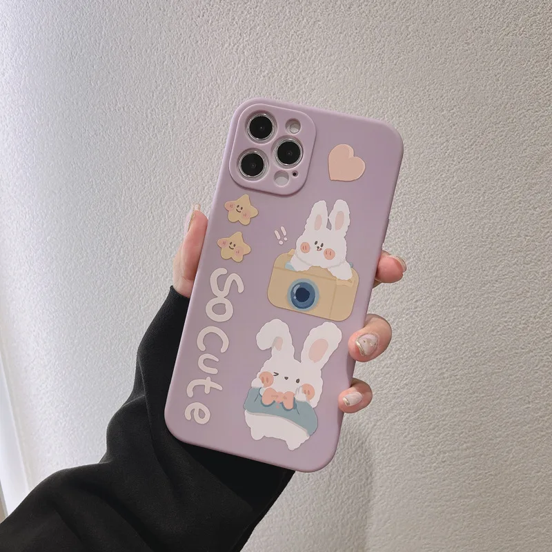 

Милый мультяшный чехол для телефона с животными, кроликами для IPhone 12 11 Pro Max Xr X Xs Max 7 8 Plus SE 2020, Чехлы, Мягкая силиконовая задняя крышка