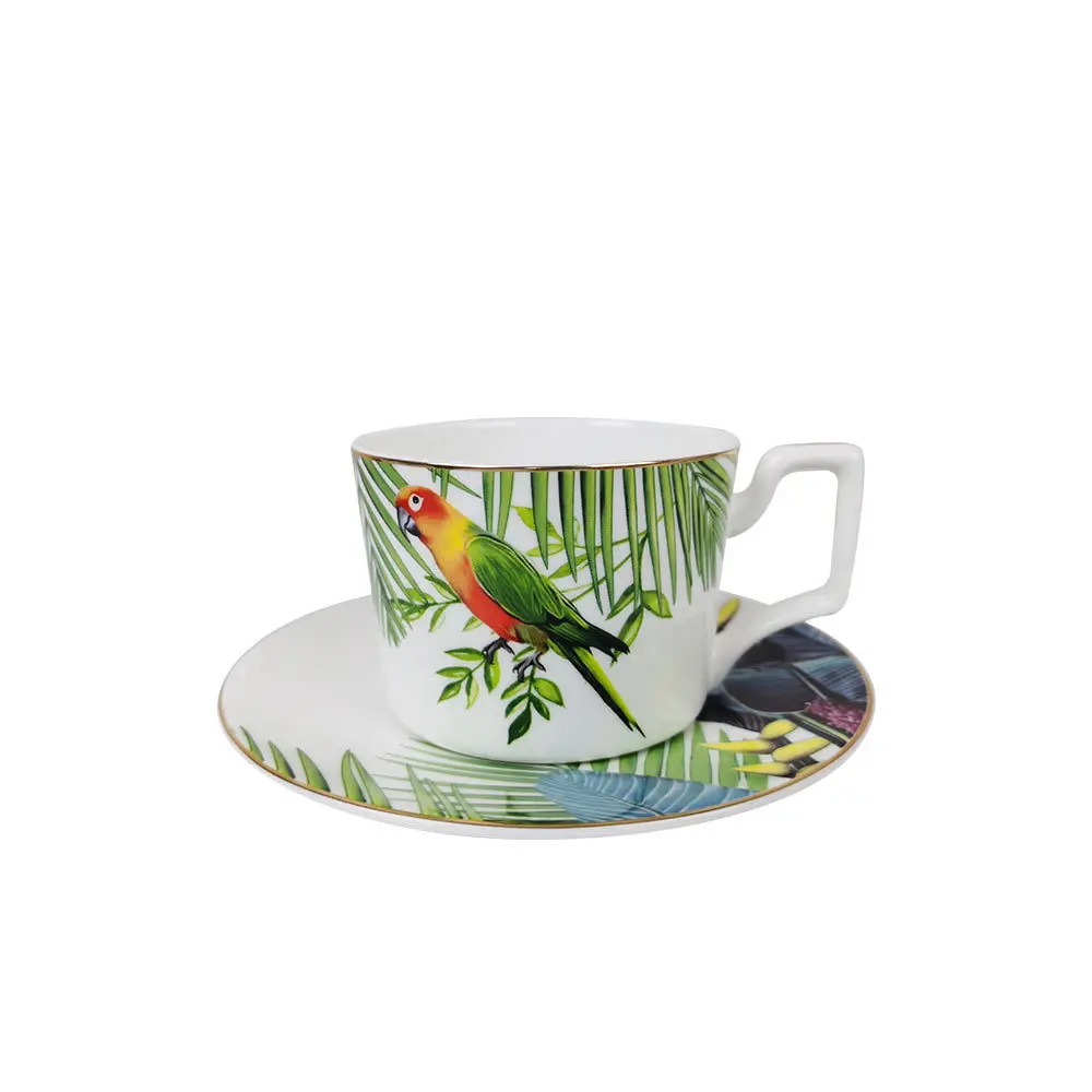 

Pastoral Style Parrot Ceramic Cup Cross-Border Household Tea Cup Milk Cup Restaurant Water Cup Mark Cup Bone China Coffee Cup