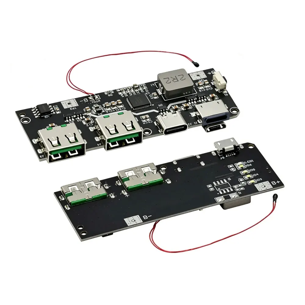 1 шт. Модуль зарядки для повербанка QC4.0 QC3.0 LED с двумя USB-портами (MicroType-C) 5В 4.5А 22.5Вт, с защитой от перегрева, для аккумуляторов 18650 (art.: 3920dc13fa551) - 3920dc13fa551