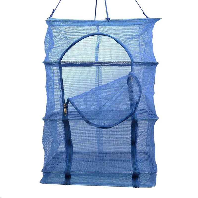 

Foldable 4 Layers Drying Net Fish Net Drying Rack Hanging Vegetable Fish Dishes Dryer Net 35 X 35 X 65cm PE Hanger Fish Net