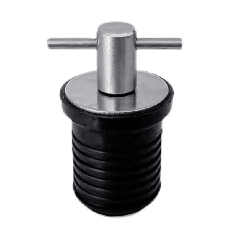 

T-Handle Drain Plug, For 1 Inch or 1-1/4 inch Diameter Drains, Locks in Place, Brass Handle, Rubber Plug