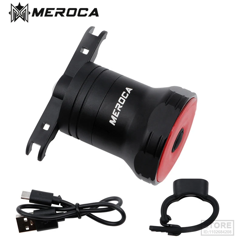 

Meroca Smart Rear Light Bicycle Brake Sensor Bike Tail Light Rechargeable Auto On/Off Taillight High Visibility Flashlight LED