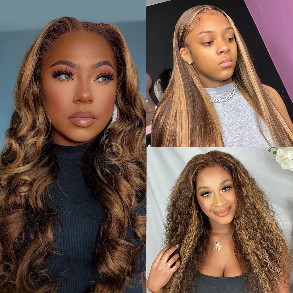 

32 30 дюймов 4/27 выделенный парик на сетке, предварительно выщипанный парик с эффектом омбре, парики из человеческих волос, бразильский парик б...