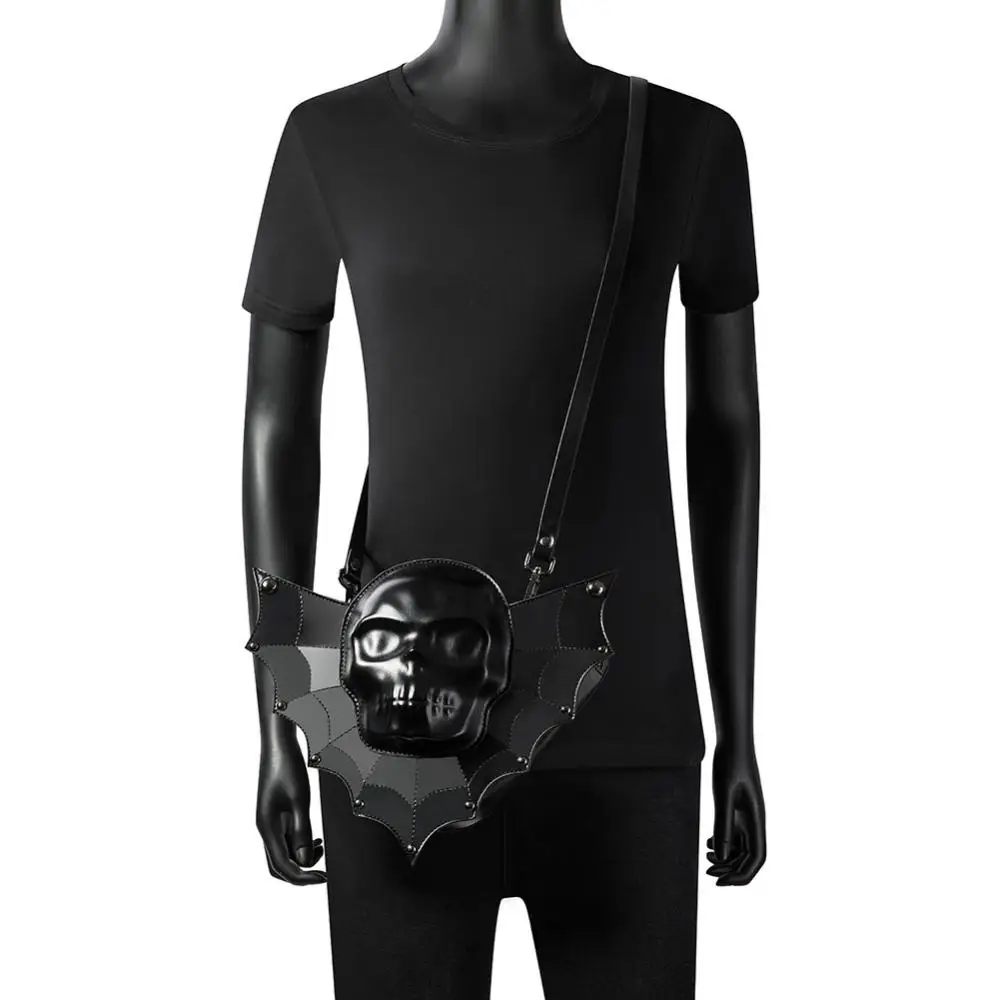 Хэллоуин черная летучая мышь Косплей темный готический череп заклепки на одно