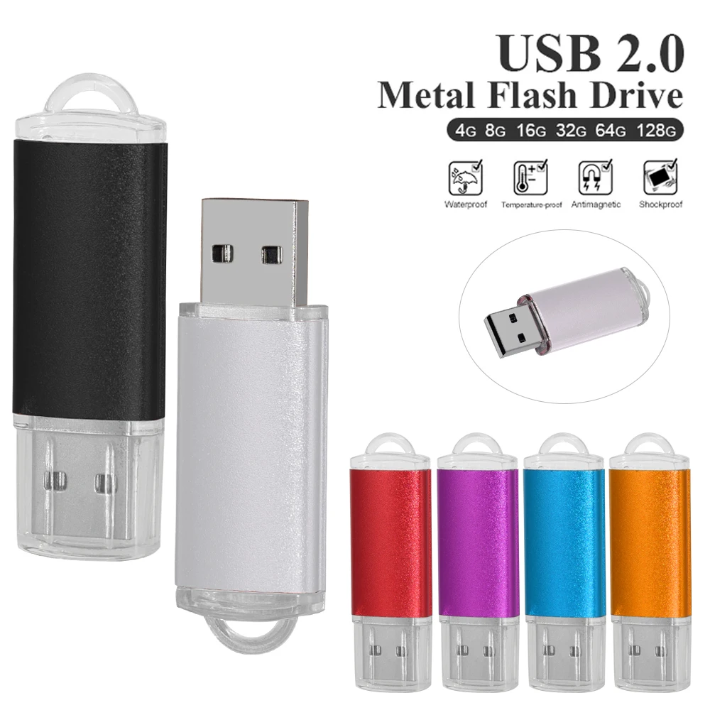 

Metal USB Flash Drive 2.0 64GB 32GB Pen Drive 4GB 8GB 16GB USB Flash Memoria Stick high speed usb cel usb disk Customize Logo