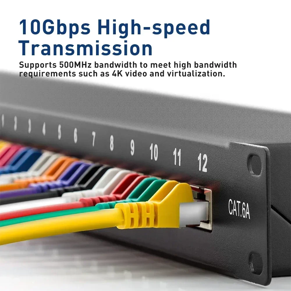 ZOERAX CAT6a 8-портовая патч-панель, экранированная металлическая сетевая панель 10 Гбитс, стойка 1Uнастенное крепление, совместимая с кабелями CAT5e66a7 (art.: 3920cc97eec3b) - 3920cc97eec3b