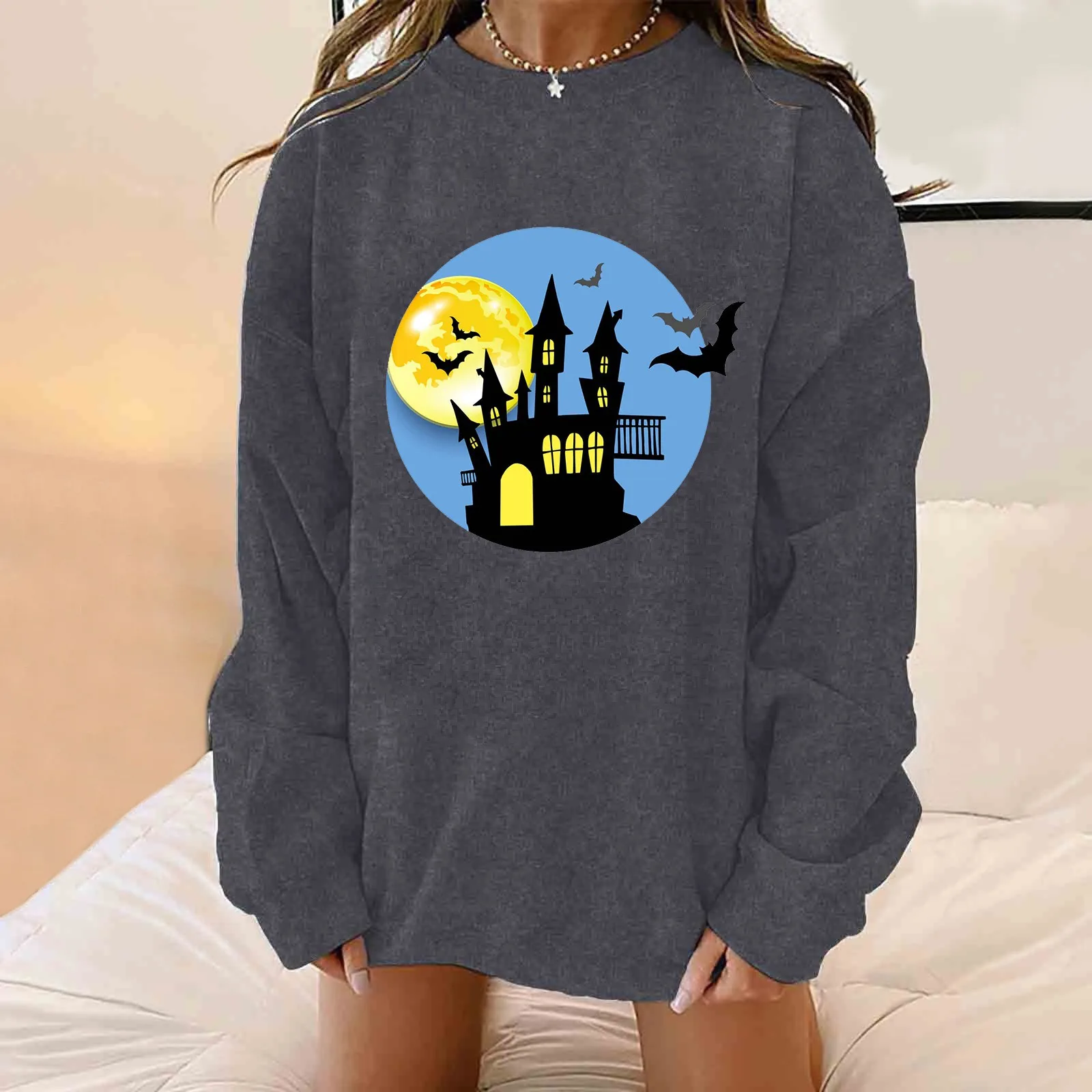 

Womens Hoodless Fit Full Zip Sweatshirt Crewneck Loose Hooded Casual Long Sleeve Pullover Tops Pullover Set Women