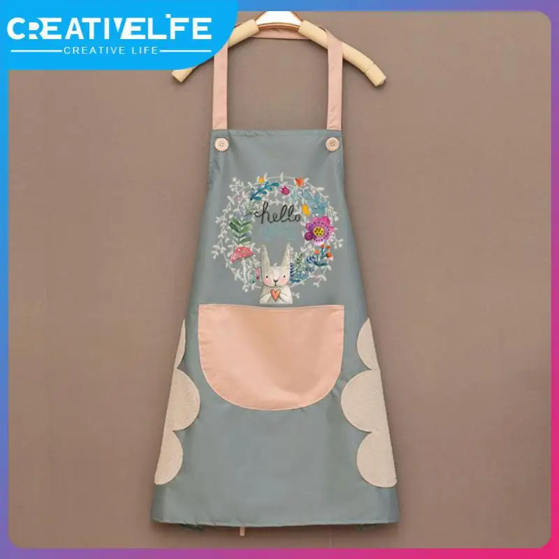

New Hand-wiping Apron Fashion Cooking Aprons With Multi Pockets Women Oil-proof Waist For Grill Restaurant Bar Shop Chef Waiter