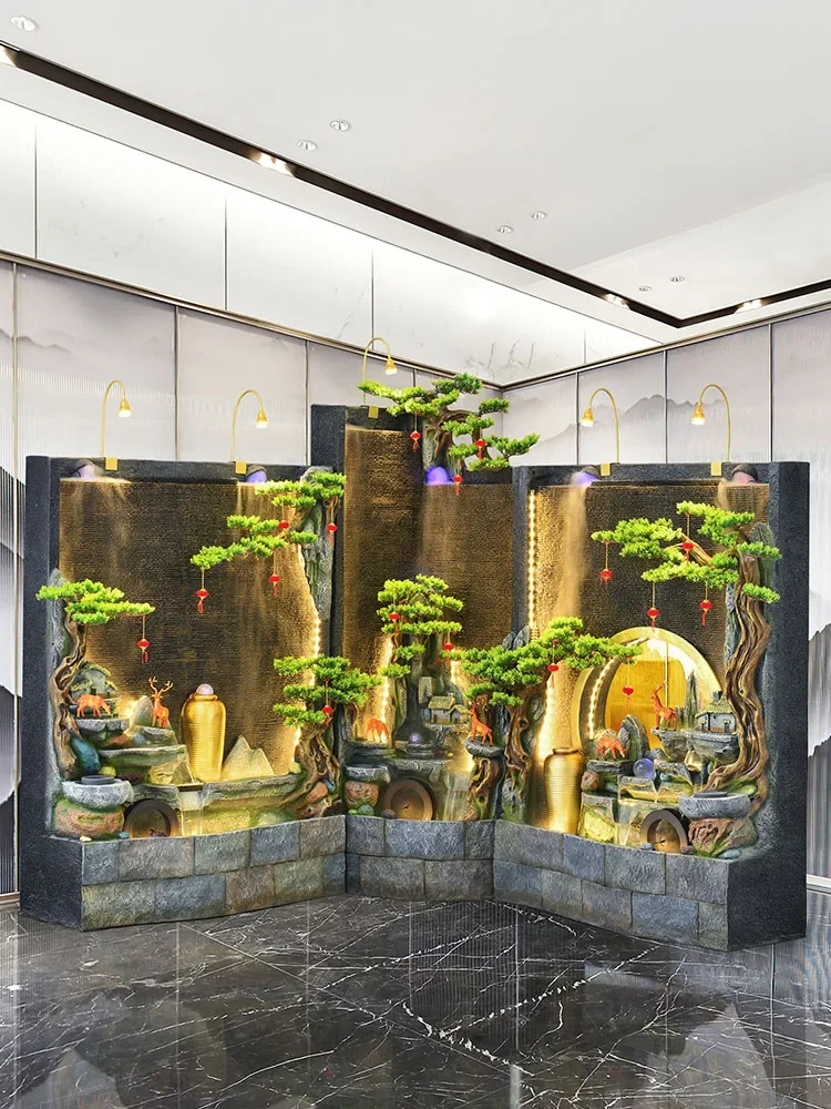 Креативная настенная занавеска для воды фонтан двор ландшафтный пруд рыбы