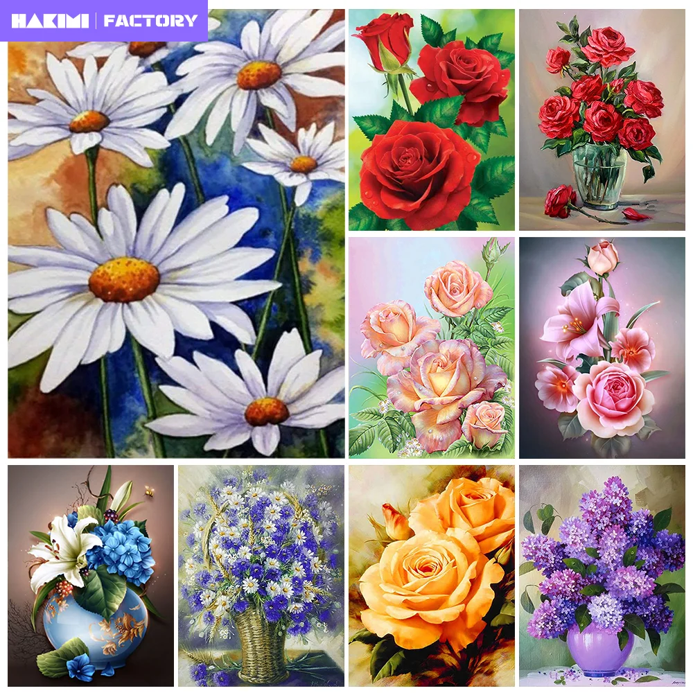 

Flowers Daisy 5D DIY Diamond Painting Art Kits Plant Mosaic Full Drill Embroidery Rhinestones Cross Stitch Home Decor