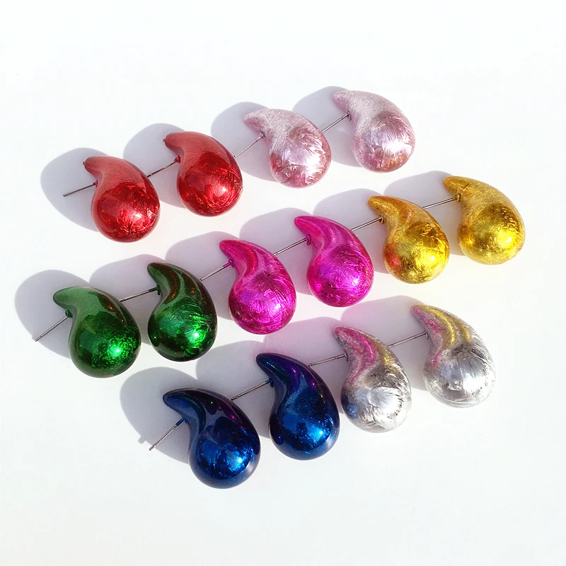 Модные Акриловые серьги-гвоздики из смолы в форме капли для женщин и девушек